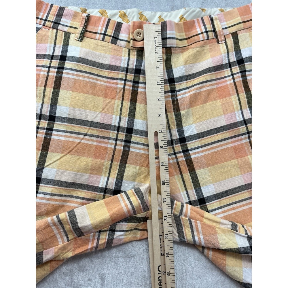 LoudMouth Golf Shorts Men 38 Orange Plaid Flat Front 10'' Inseam Breathable - Picture 6 of 16